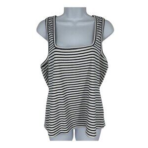 Maeve By Anthropologie Striped Sleeveless Ribbed Tank Top X-Large Cotton Blend